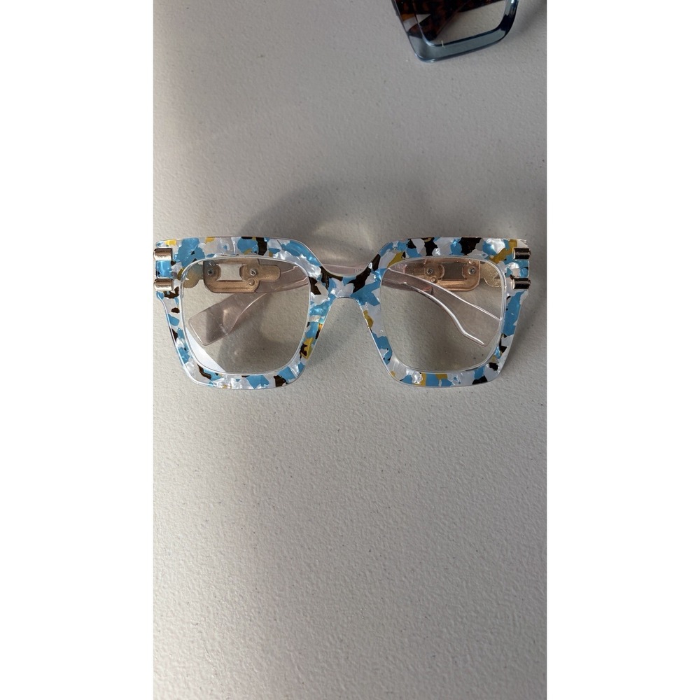 Women's Ladies Readers 2.5+ Fashion Glasses Large Frames Blue Multi Magnify